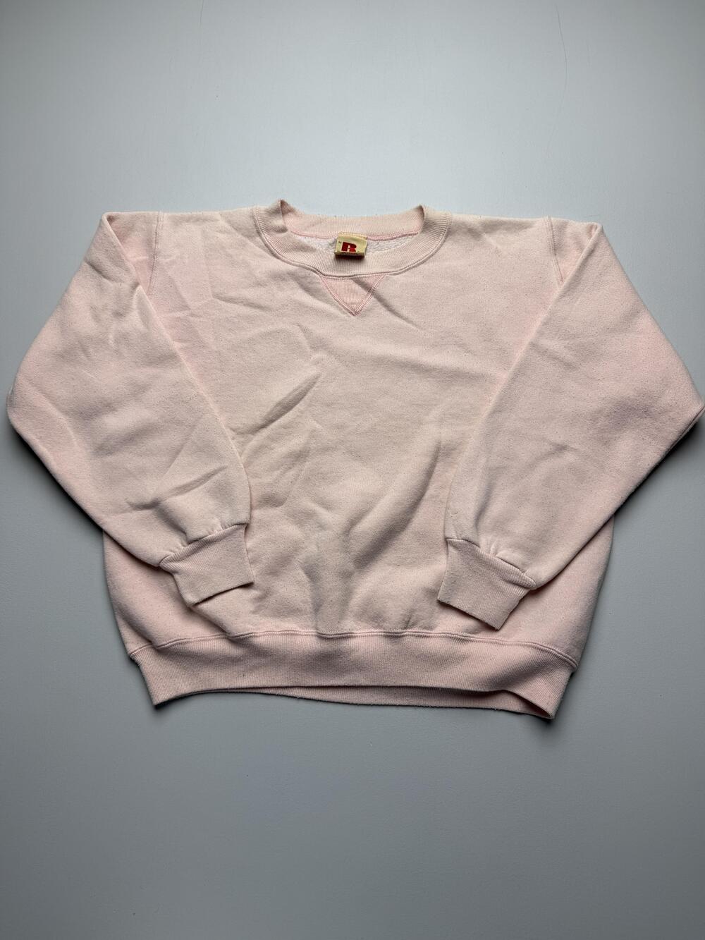 Vintage Russell Sportswear Sweatshirt Womens Medium Pink Fleece Crewneck USA VTG